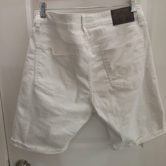 Distressed White Express Slim Fit Stretch+ Jean Shorts 32" Waist x 9" Inseam - Picture 2 of 8